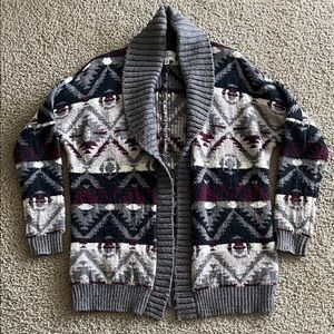 American Eagle Outfitters Geometric Cardigan - Gray, Black, Burgundy